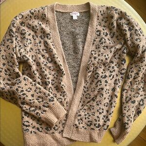 Cat & Jack Tan and Black Cardigan with V-Neck and Sequin Embellishments